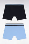 Set of two navy and sky stretch cotton jersey boxer shorts