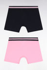 Set of two boxer shorts in pink and navy stretch cotton jersey