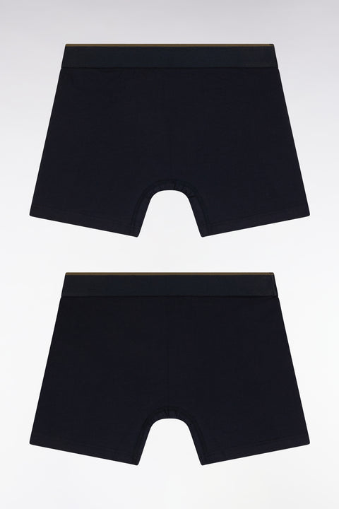 Set of two khaki colorblock stretch cotton jersey boxer shorts - Image 2