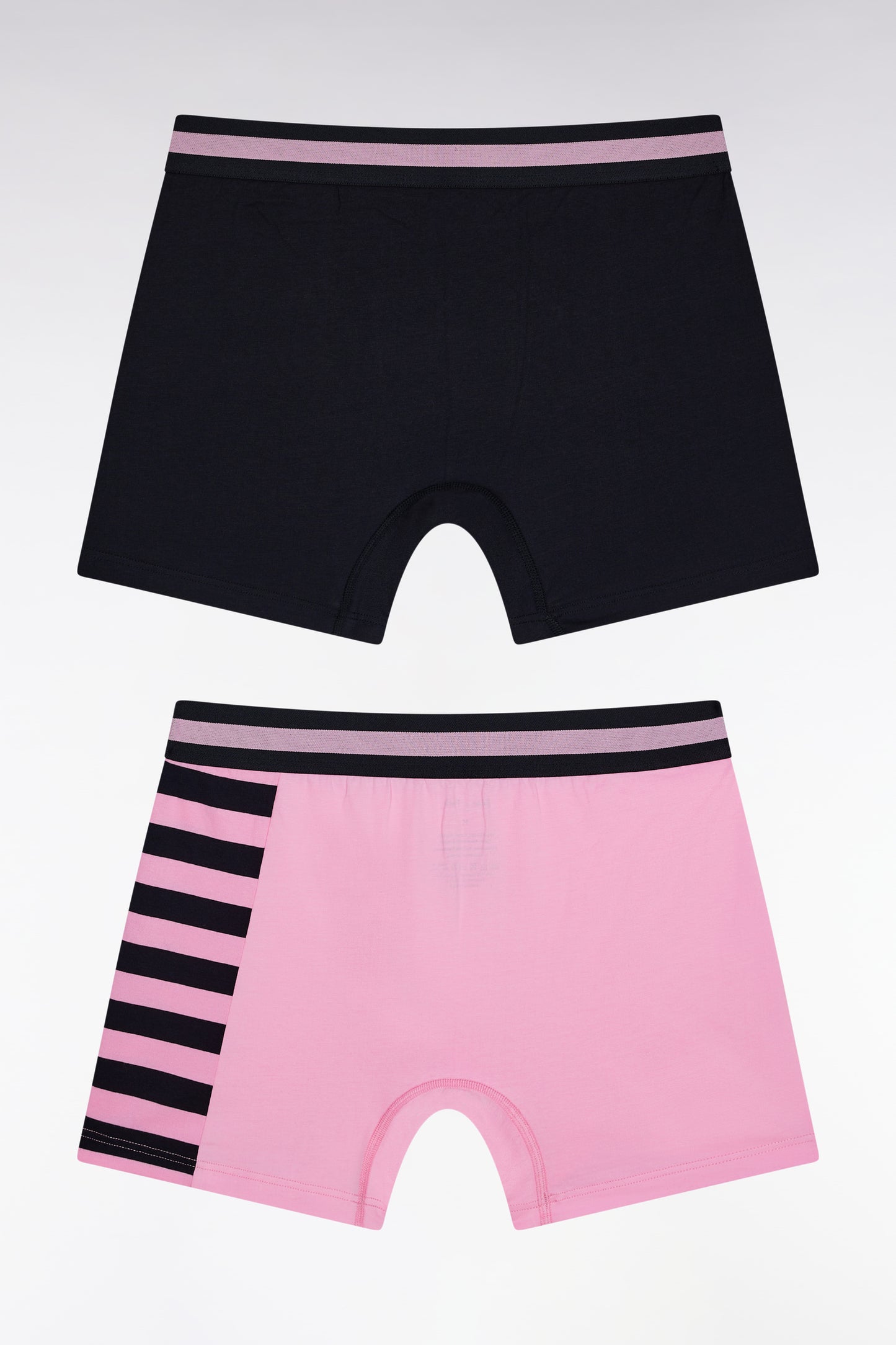 Set of two pink and navy striped stretch cotton jersey boxer shorts