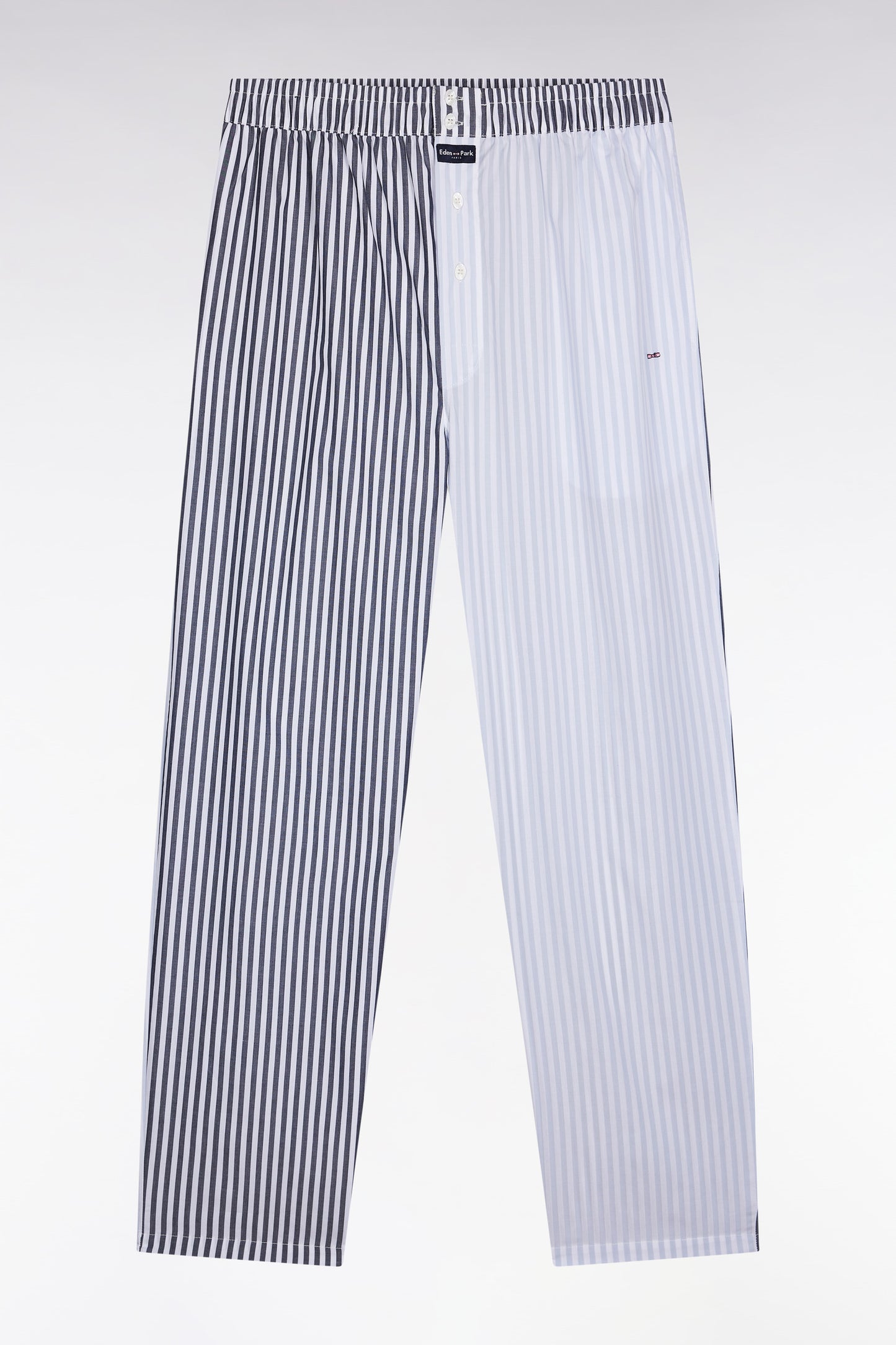 Long striped pyjamas in light blue cotton poplin