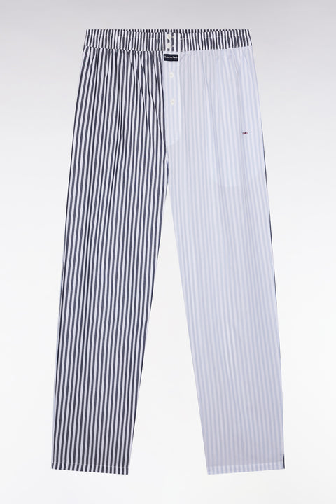 Long striped pyjamas in light blue cotton poplin - Image 2