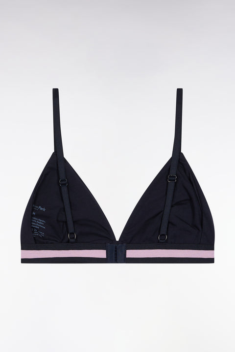 Navy stretch jersey bra with logo - Image 2