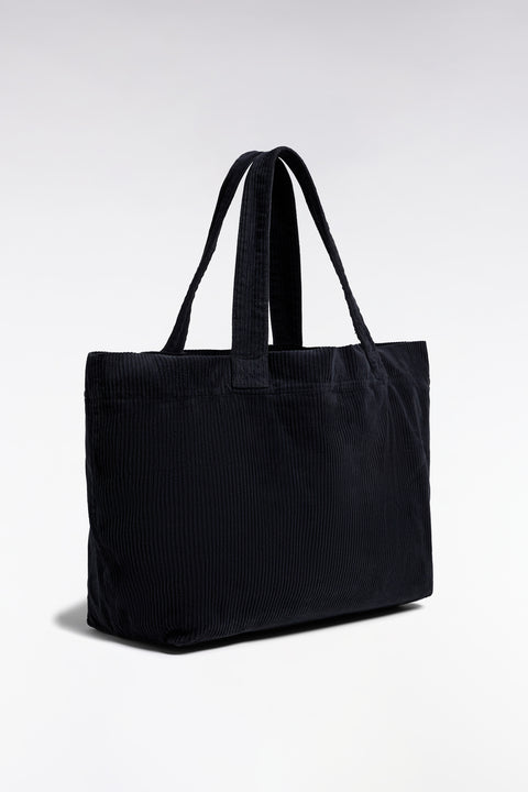 Sac cabas en velours côtelé marine - Image 2