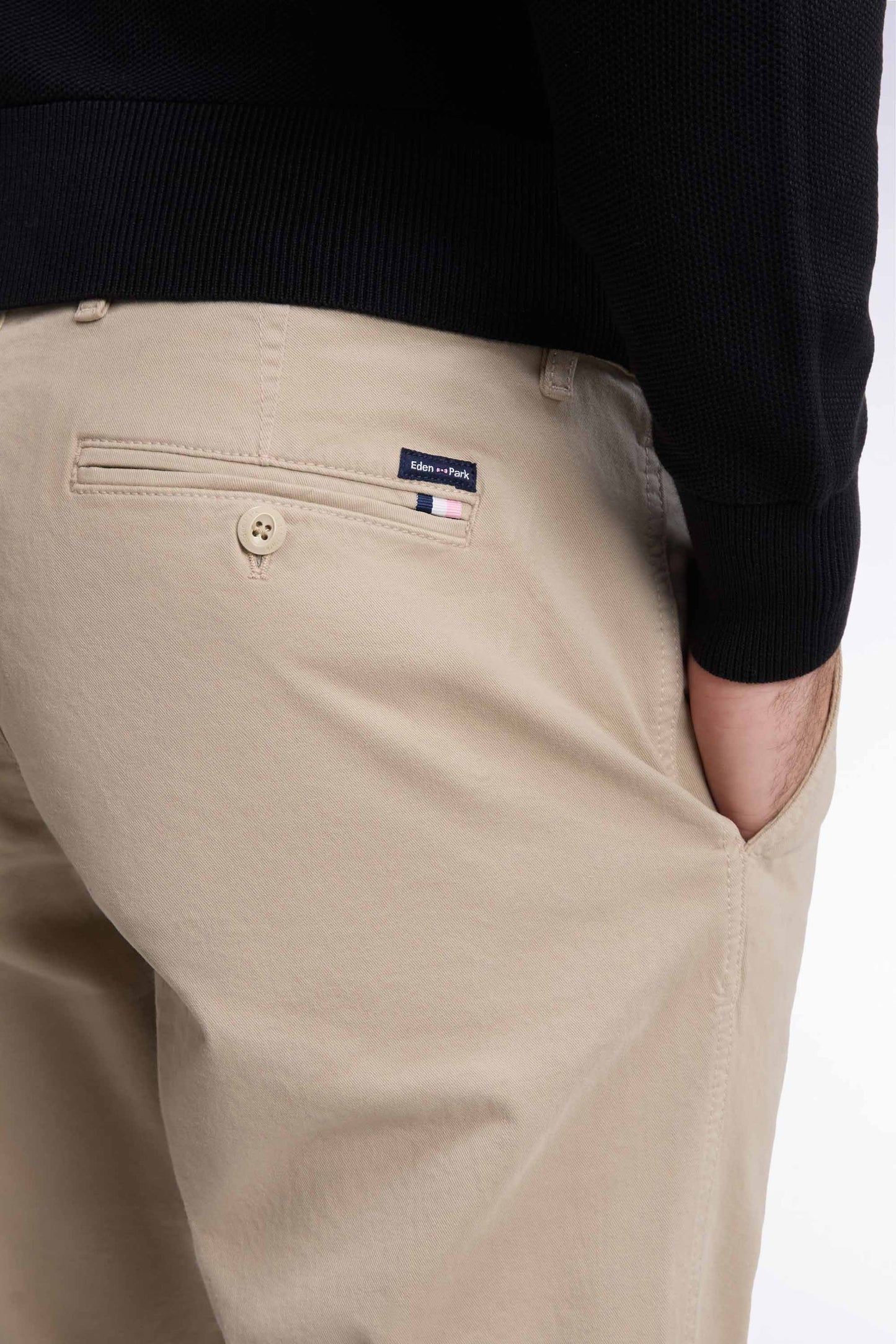 Pantalon chino sans plis en coton stretch beige