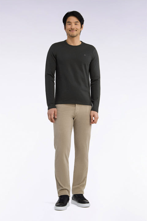 Regular fit beige corduroy 5-pocket pants - Image 3