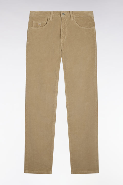 Regular fit beige corduroy 5-pocket pants - Image 2
