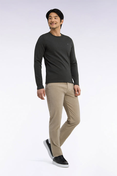 Regular fit beige corduroy 5-pocket pants - Image 1