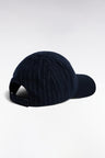 Dual-material cap in navy striped wool cloth EP patch