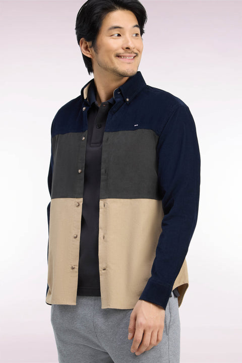 Straight cut tricolor corduroy shirt - Image 1