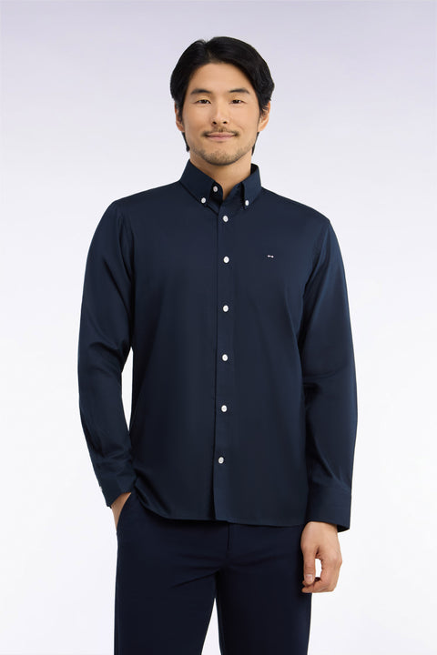 White cotton Oxford shirt with back patch, straight cut - Image 3
