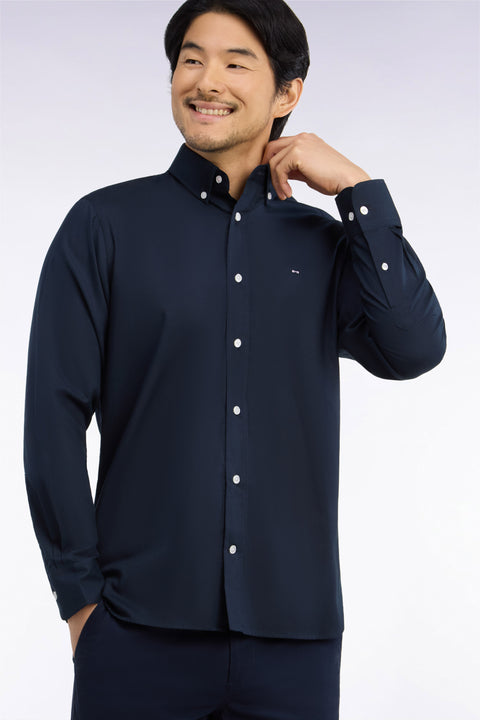 White cotton Oxford shirt with back patch, straight cut - Image 1