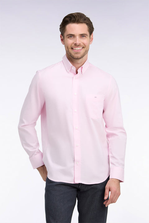 Plain pink cotton straight cut shirt - Image 3