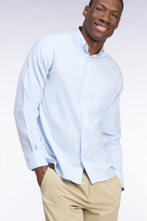 Chemise unie en coton gris coupe droite - Image 1