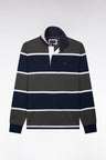 Long-sleeved jersey in khaki striped cotton jersey