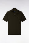 Short-sleeved straight-cut khaki Pima cotton polo shirt