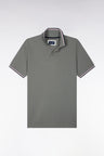 Short-sleeved straight-cut khaki cotton polo shirt