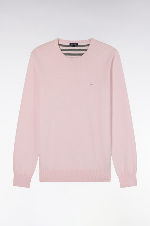Round neck sweater in pink wool and cotton, straight cut - Image 2