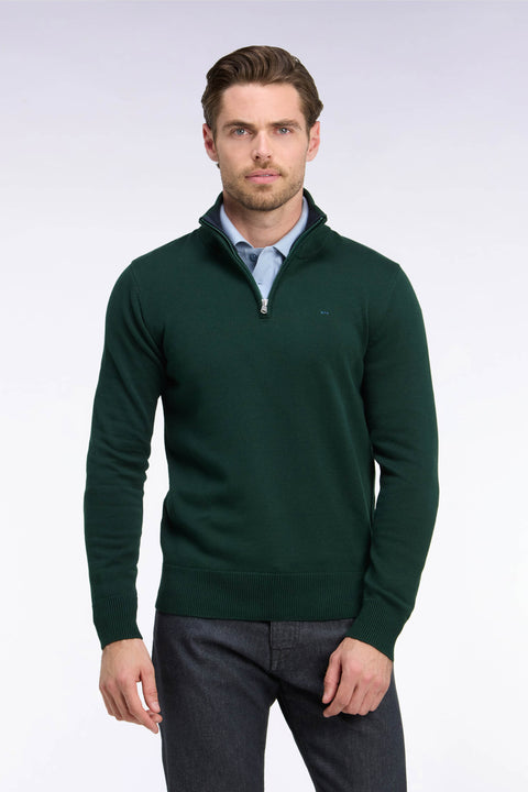 Pull à col camionneur en coton vert forêt - Image 3