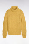Yellow Cable Knit Straight Fit Turtleneck Sweater
