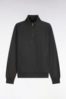 Straight cut khaki cotton fleece trucker neck sweatshirt