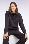 Unisex jersey collar sweatshirt in brown cotton interlock