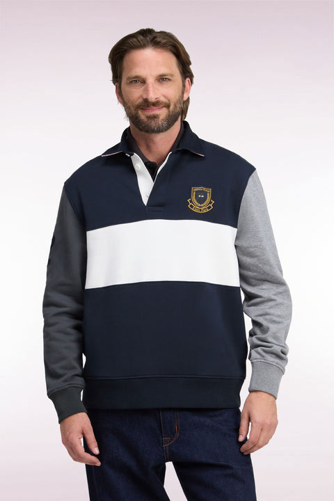 Sweatshirt en coton à découpes marine écusson brodé - Image 3