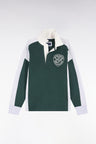 Unisex sweatshirt with jersey collar in green interlock and contrasting cutouts, loose fit