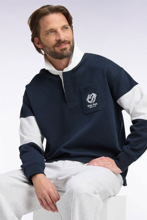 Sweatshirt unisexe à col maillot en interlock marine broderies héritage coupe loose - Image 2