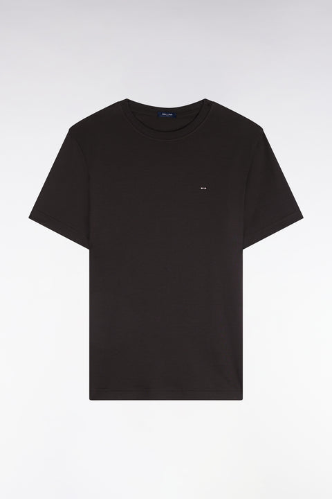 T-shirt manches courtes en coton marron coupe droite - Image 2