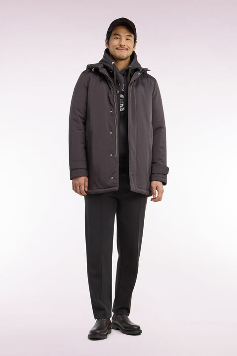 Brown nylon raincoat with removable hood - Image 3