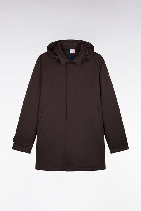 Brown nylon raincoat with removable hood - Image 2