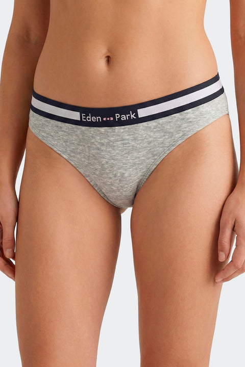 Plain gray stretch cotton briefs - Image 2