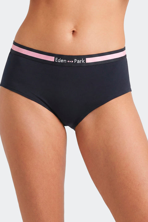 Plain navy stretch cotton shorts - Image 2