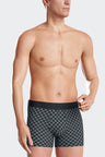 Green stretch cotton boxers with micro patterns