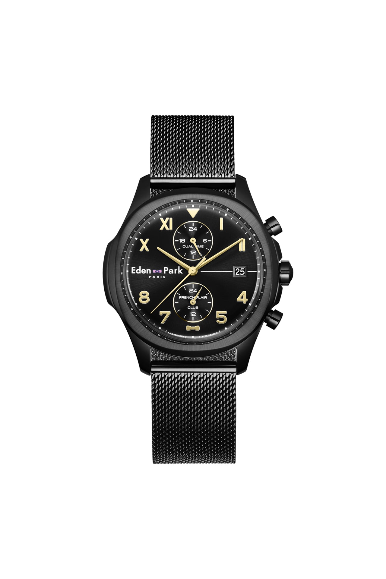 Dual time black watch