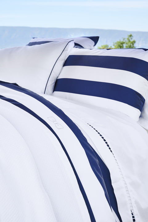 Duo of rectangular striped pillow case - navy - Image 1