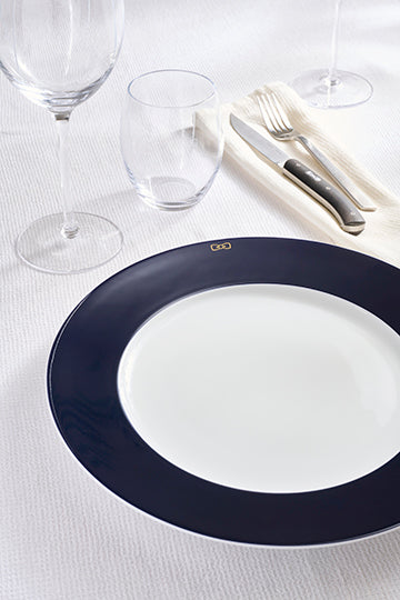 Set of 6 large navy plates in Limoges porcelain - Image 1