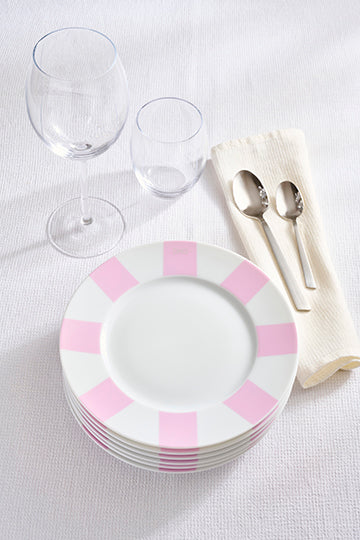 Set of 6 navy deep dessert plates in Limoges porcelain