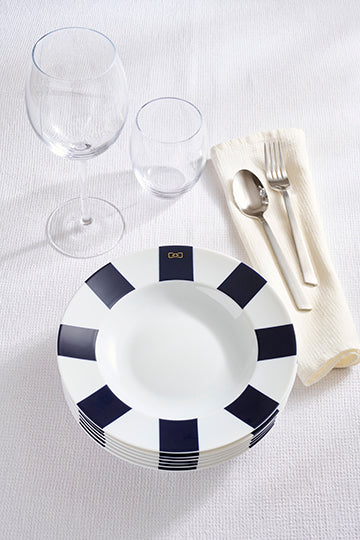 Set of 6 Limoges porcelain navy dessert plates - Image 3