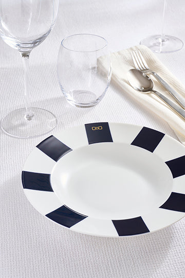 Set of 6 Limoges porcelain navy dessert plates - Image 1