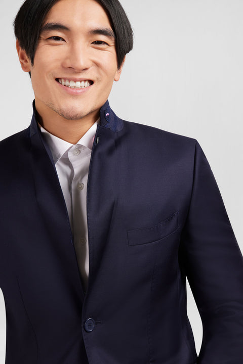 Slim-fit suit in navy blue wool - Image 1