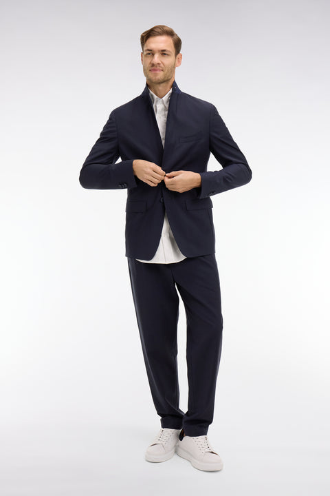 Dark blue blazer with embossed bow detail - Image 1