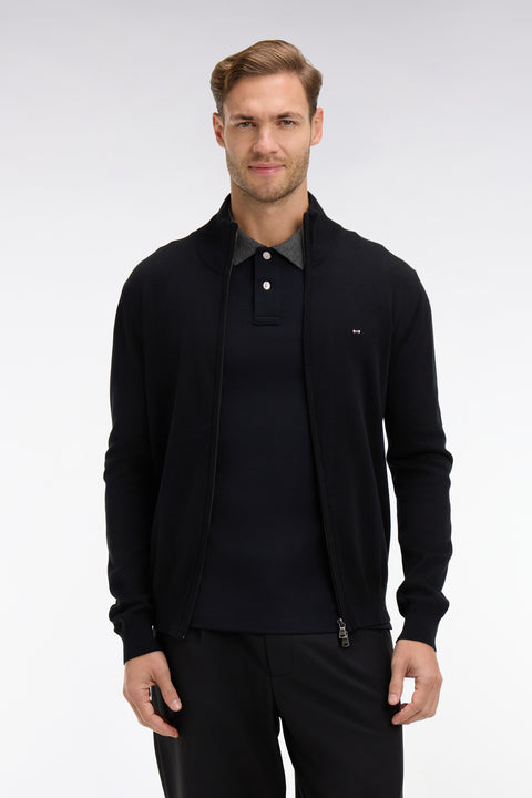 Black cotton cardigan with zipper - Image 3