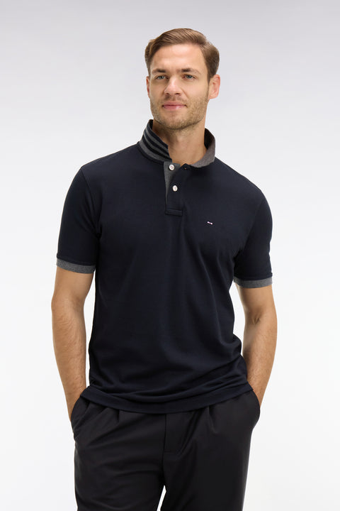 Black pima cotton polo with contrasting accents - Image 3