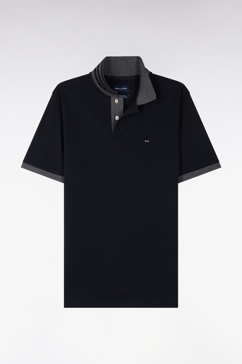 Black pima cotton polo with contrasting accents - Image 2