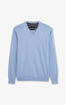 Blue cotton V-neck sweater