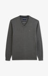 Grey cotton V-neck sweater