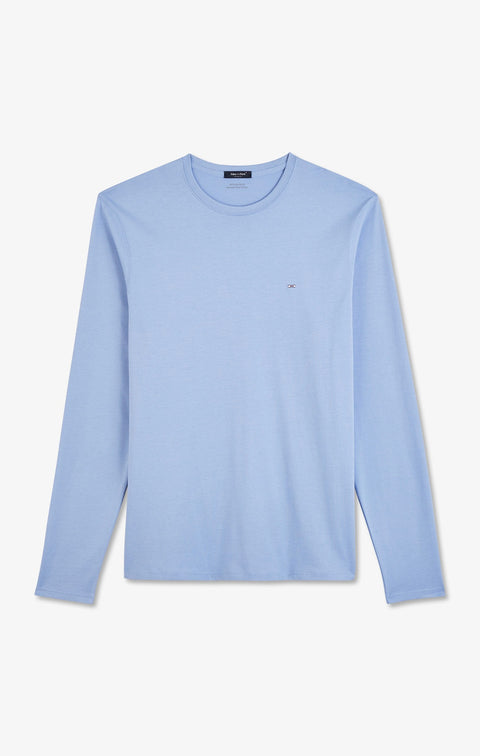 Long sleeved blue cotton t-shirt - Image 2