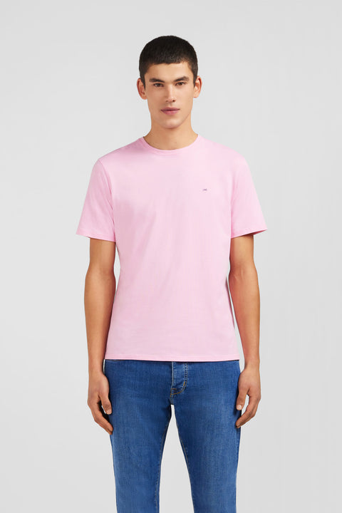 Crew neck pink pima cotton t-shirt - Image 1